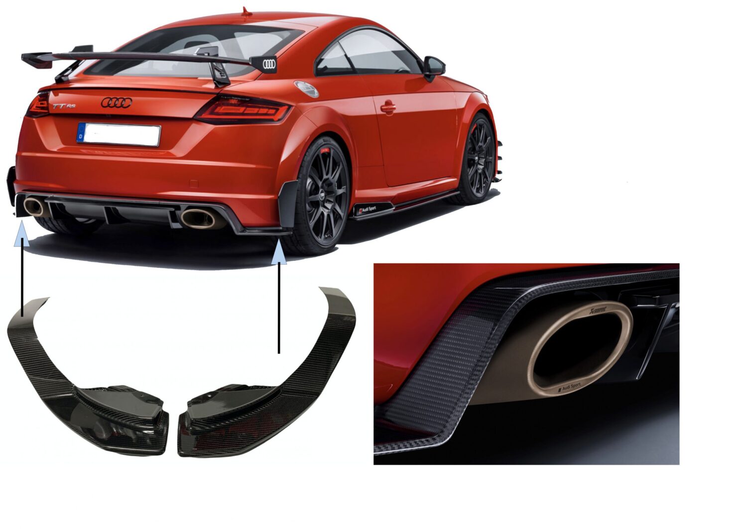 2X NUOVI TAPPI SPOILER ORIGINALI IN CARBONIO AUDI TT SPORT 8S0088541 8S0088542 Tappi Spoiler In Carbonio per AUDI TT Sport 8S0088542